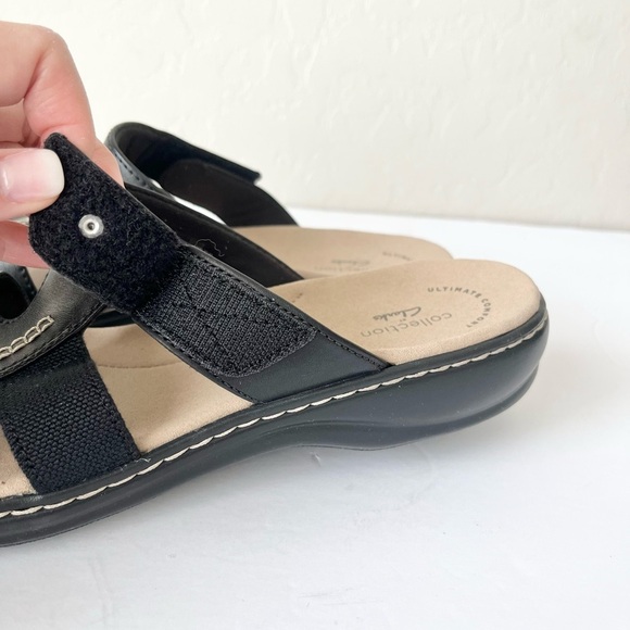 NEW Clarks Leisa Emily leather slip on sandals black 9 - Picture 4 of 12